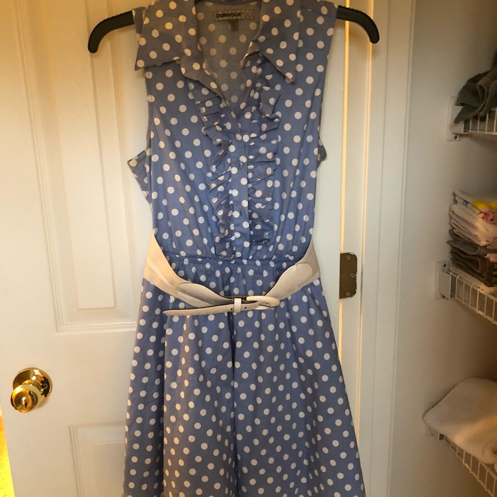 cute retro blue polka dot dress